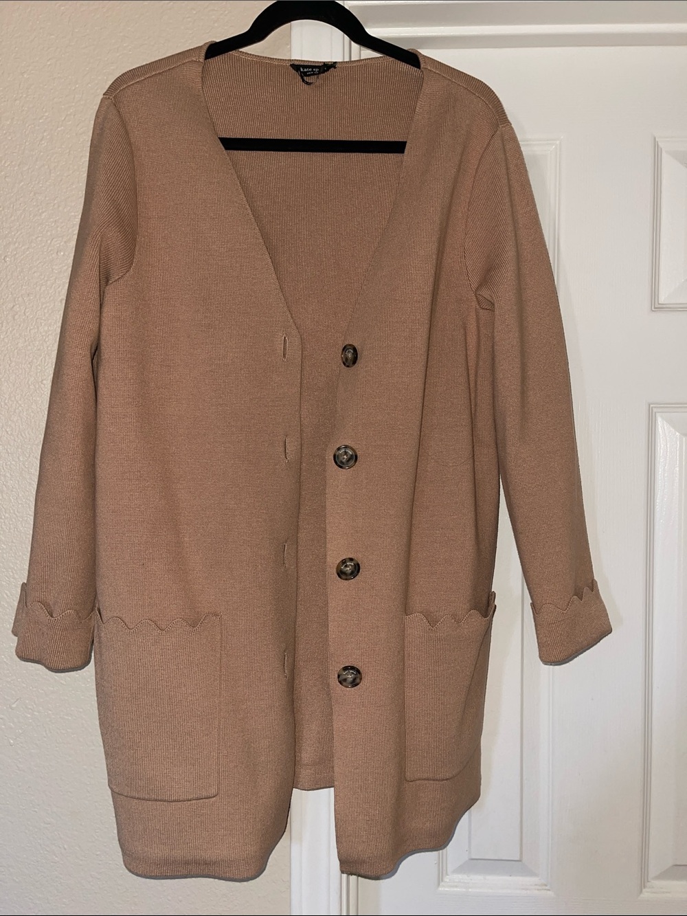 Kate Spade woman Long Button Scalloped Cardigan Sweater - Camel